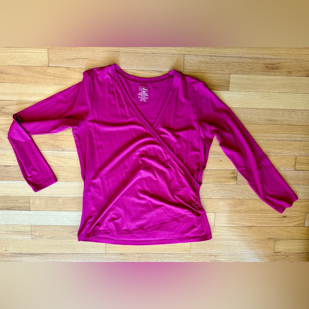 L.L. Bean Women's Pink Wrap Blouse